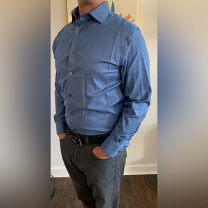 Awearness Kenneth Cole Slim Fit Performance Stretch Dress Shirt, Blue